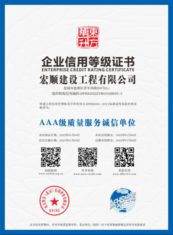 AAA級(jí)質(zhì)量服務(wù)誠信單位