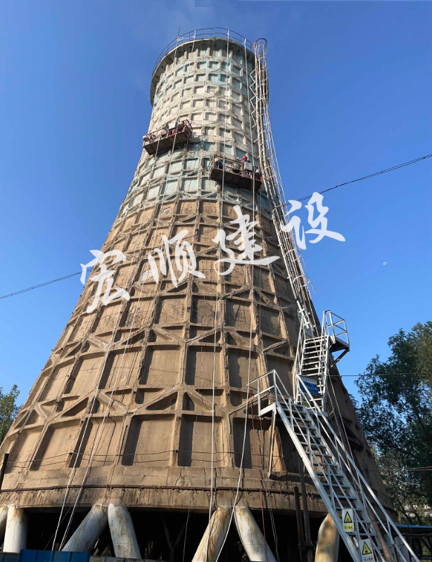 宏順建設承接的內(nèi)蒙古包頭冷卻塔外壁防腐工程竣工